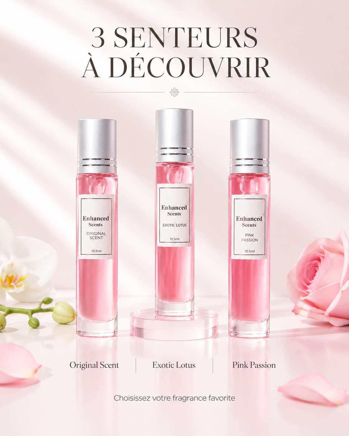 Parfum aux phéromones Enhanced Scents – 3 senteurs : Original Scent, Exotic Lotus, Pink Passion